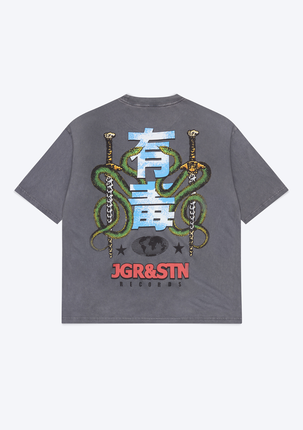 Records Oversized Tee - Charcoal