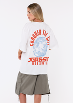Oversized graphic T-shirt – Jagger & Stone Overdrive Oversized Tee, with water based front print and water based back print