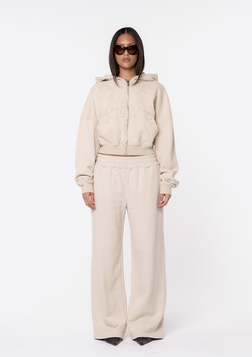 Mimi Distressed Track Pant - Beige