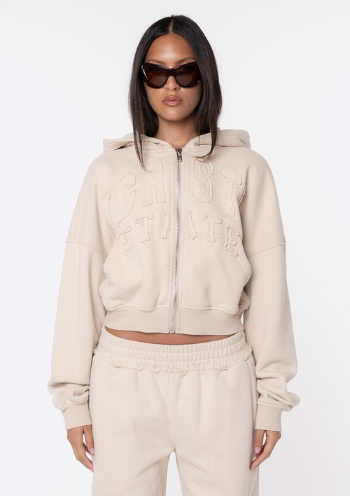 Mimi Zip Thru Hoodie - Beige