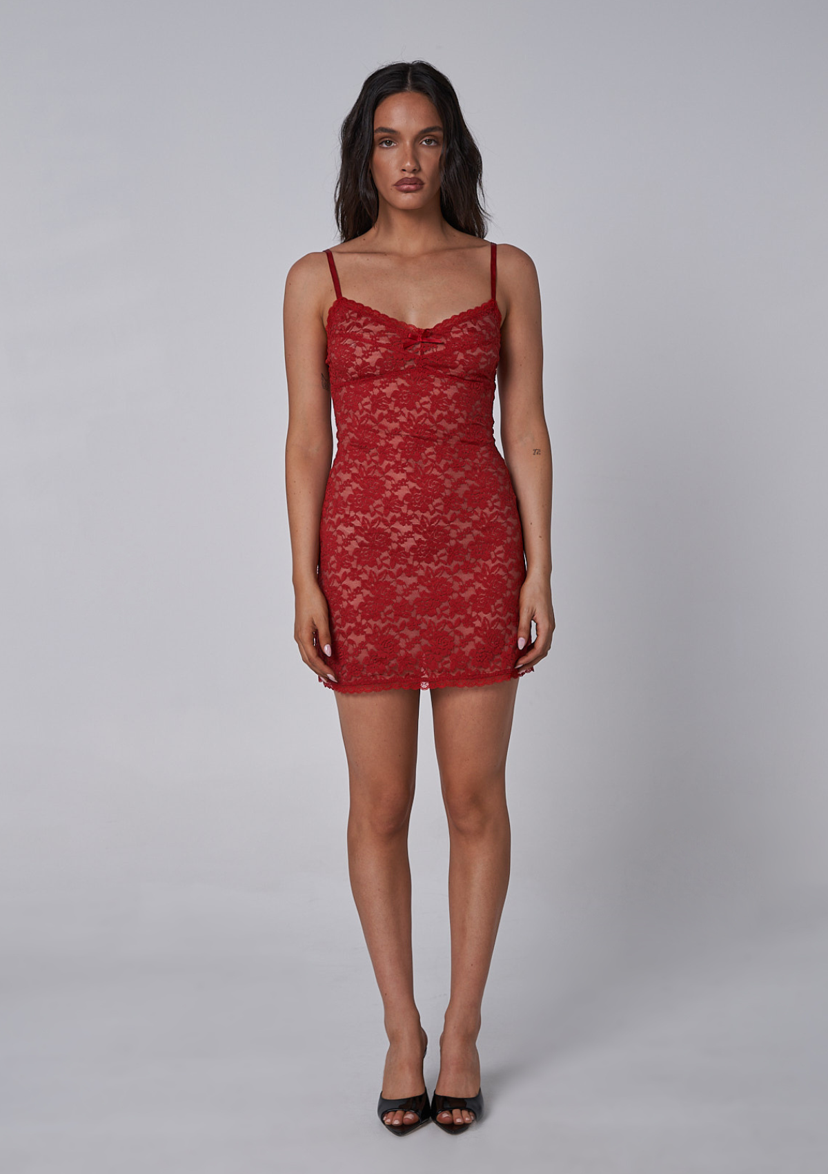 Freya Lace Mini Dress - Red