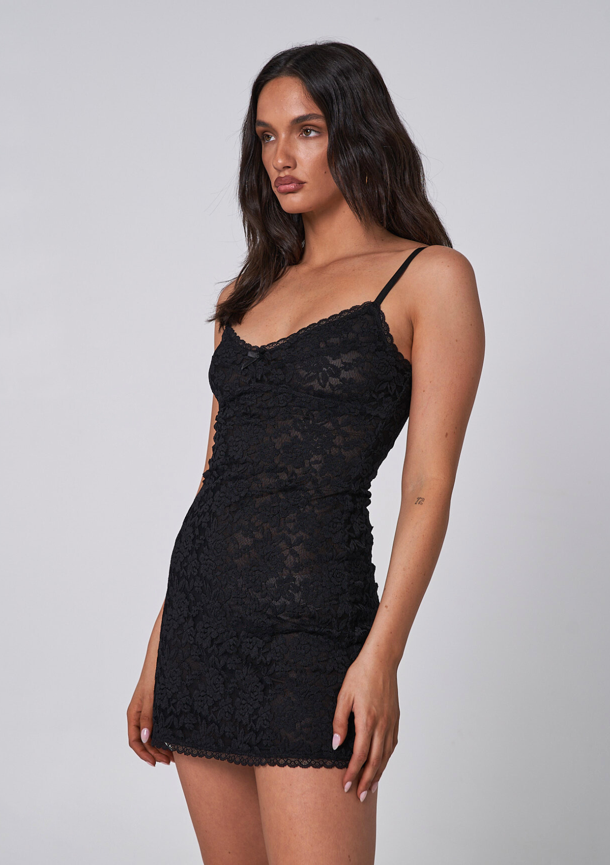 Freya Lace Mini Dress - Black