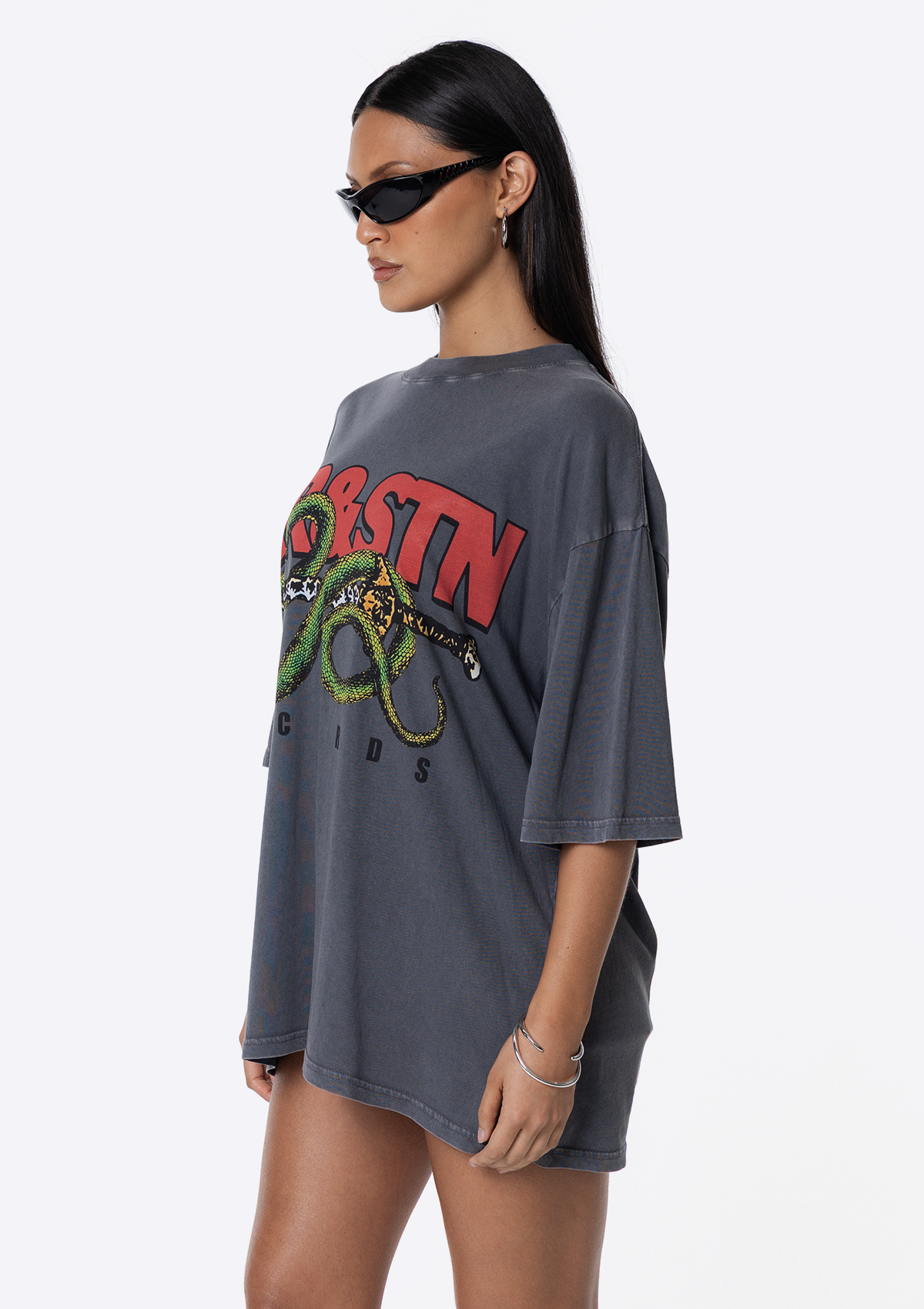Records Oversized Tee - Charcoal
