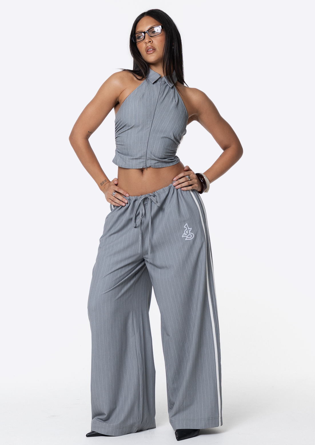 Remmie Pants - Grey Pinstripe