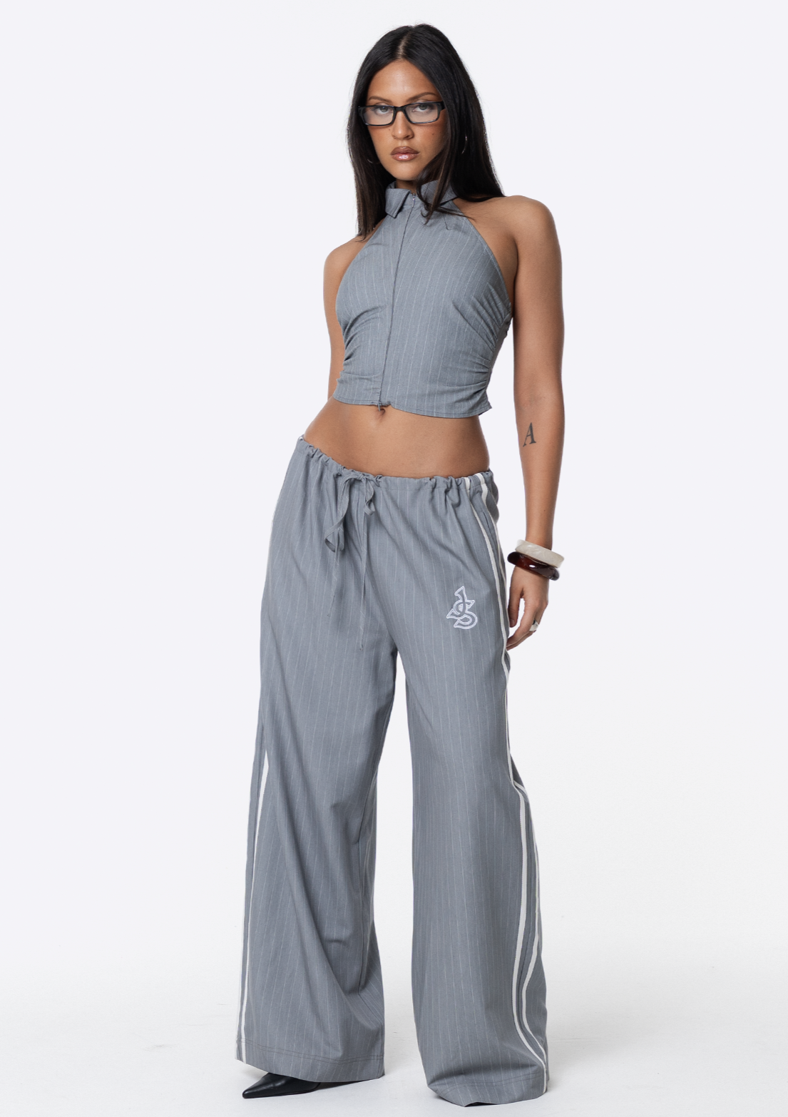 Remmie Pants - Grey Pinstripe