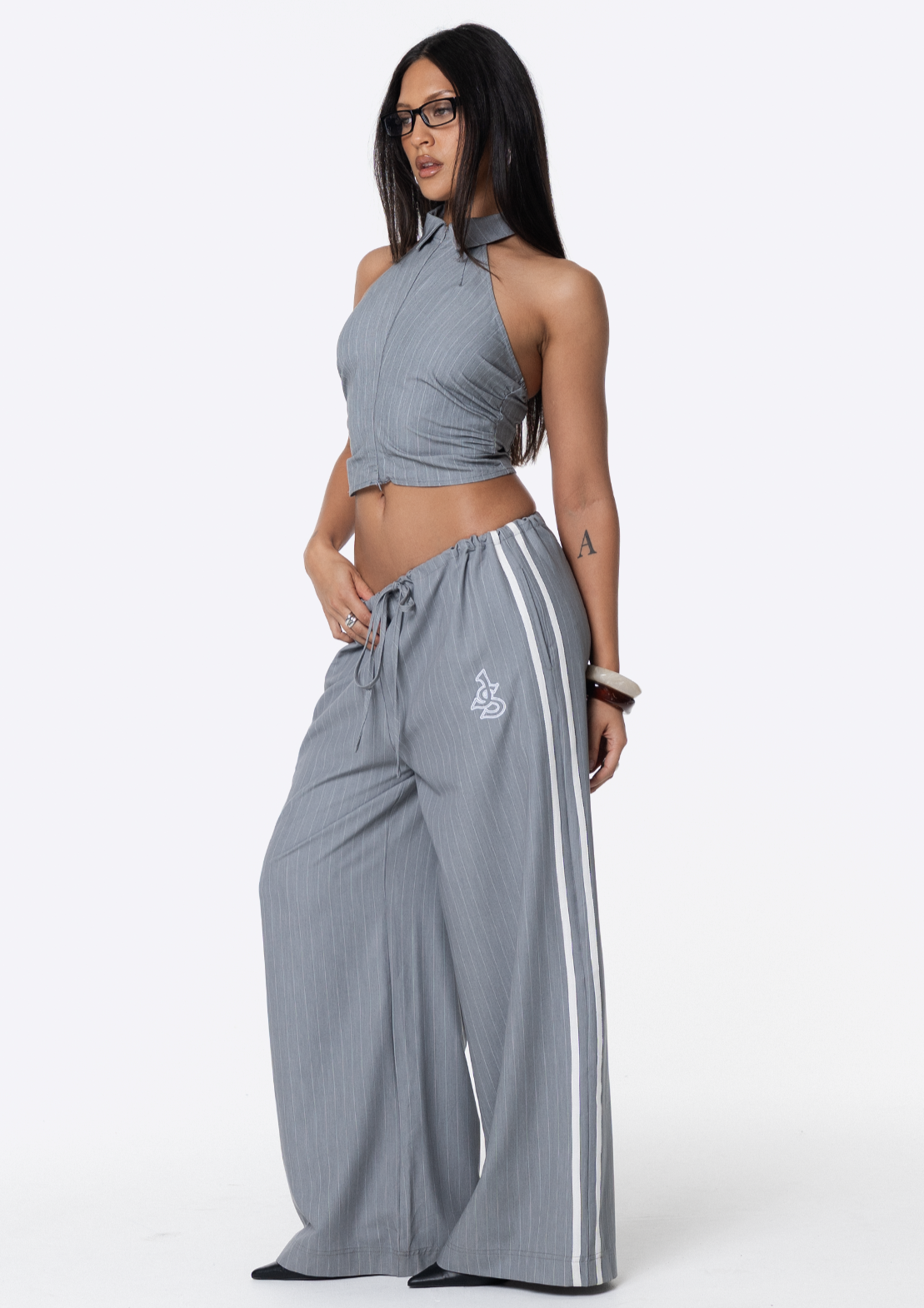 Blaze Top - Grey Pinstripe