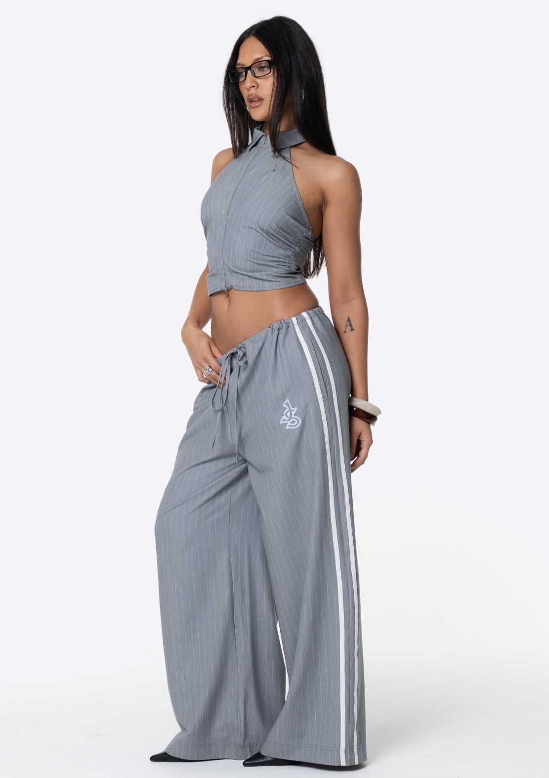 Remmie Pants - Grey Pinstripe