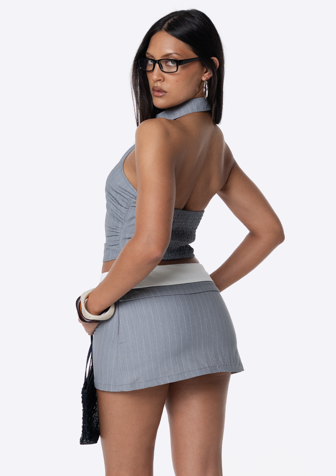 Blaze Top - Grey Pinstripe
