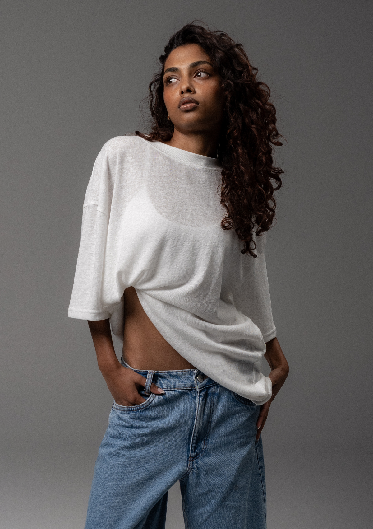 SLUB VINTAGE OVERSIZED T-SHIRT - WHITE
