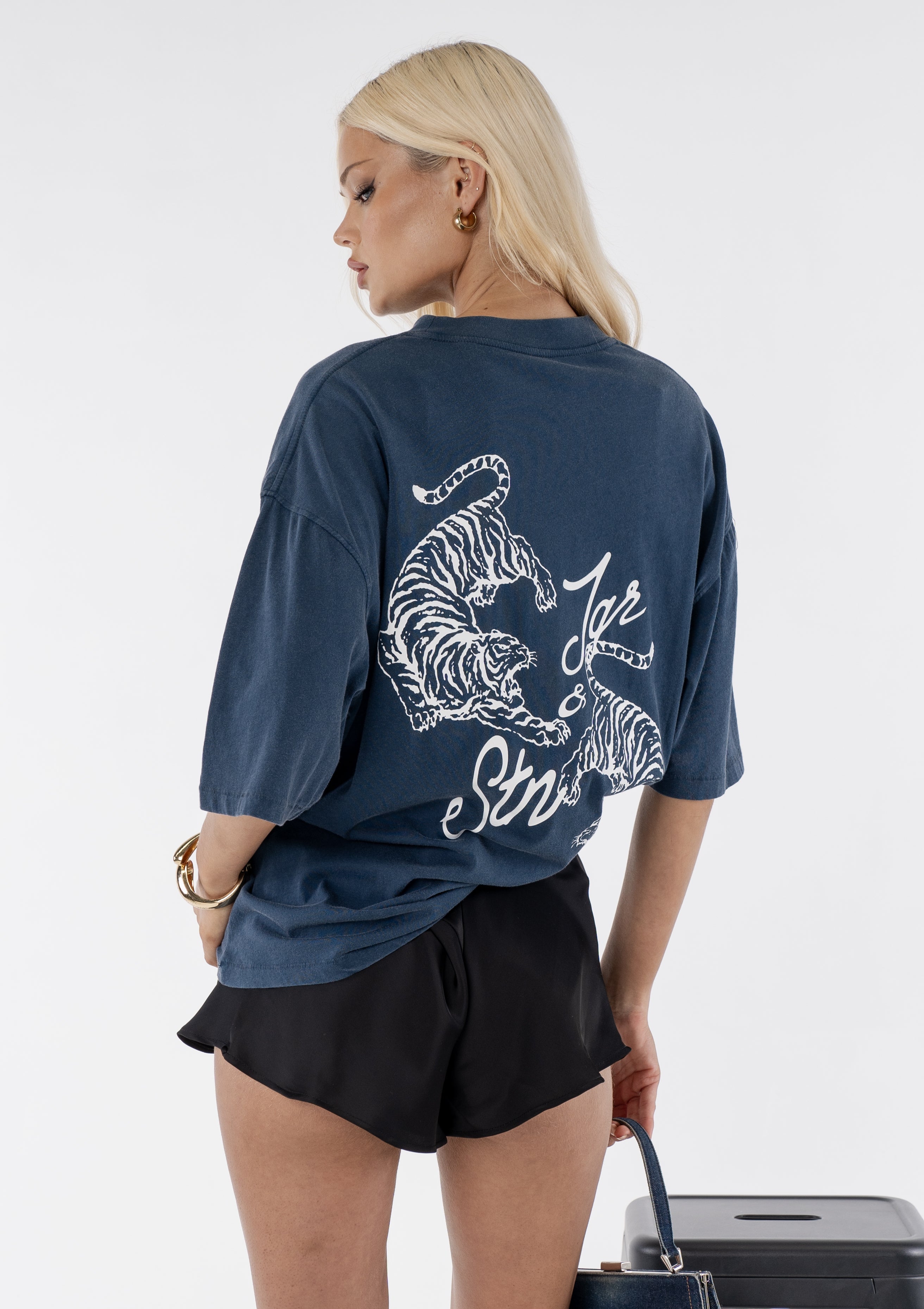 Tiger Oversized Tee - Navy