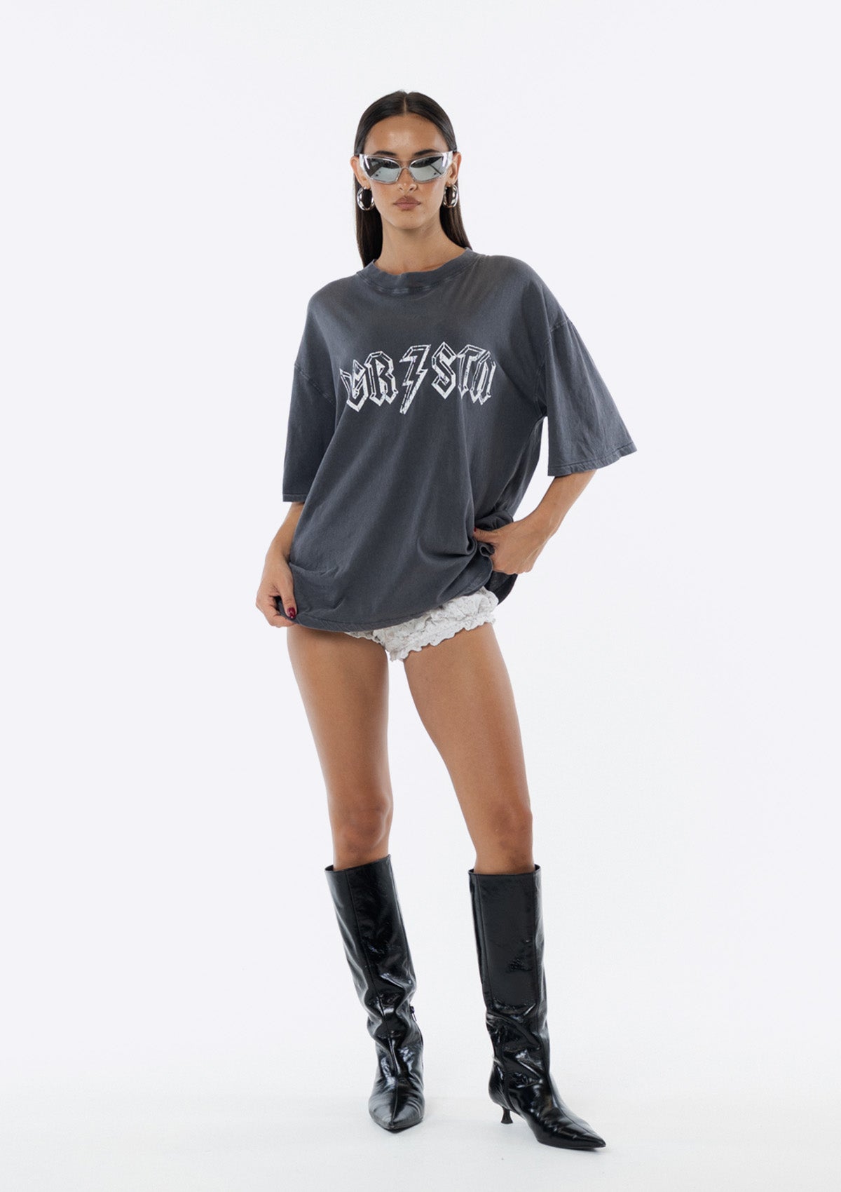 Drummer Oversized Tee - Charcoal