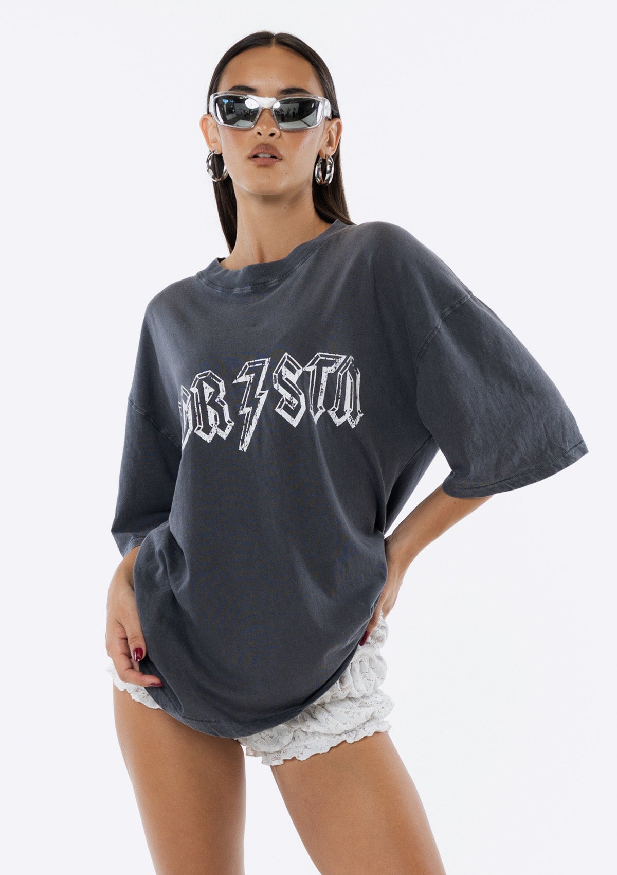 Drummer Oversized Tee - Charcoal