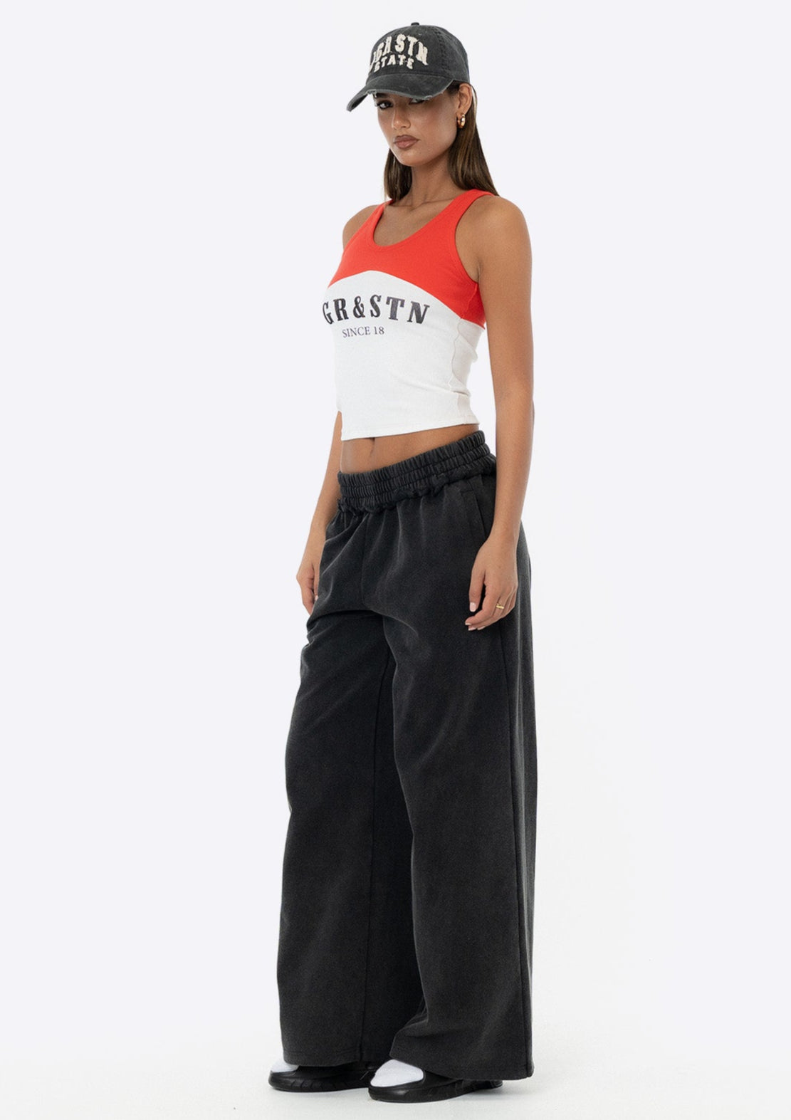 Blake Distressed Track Pant - Washed Black