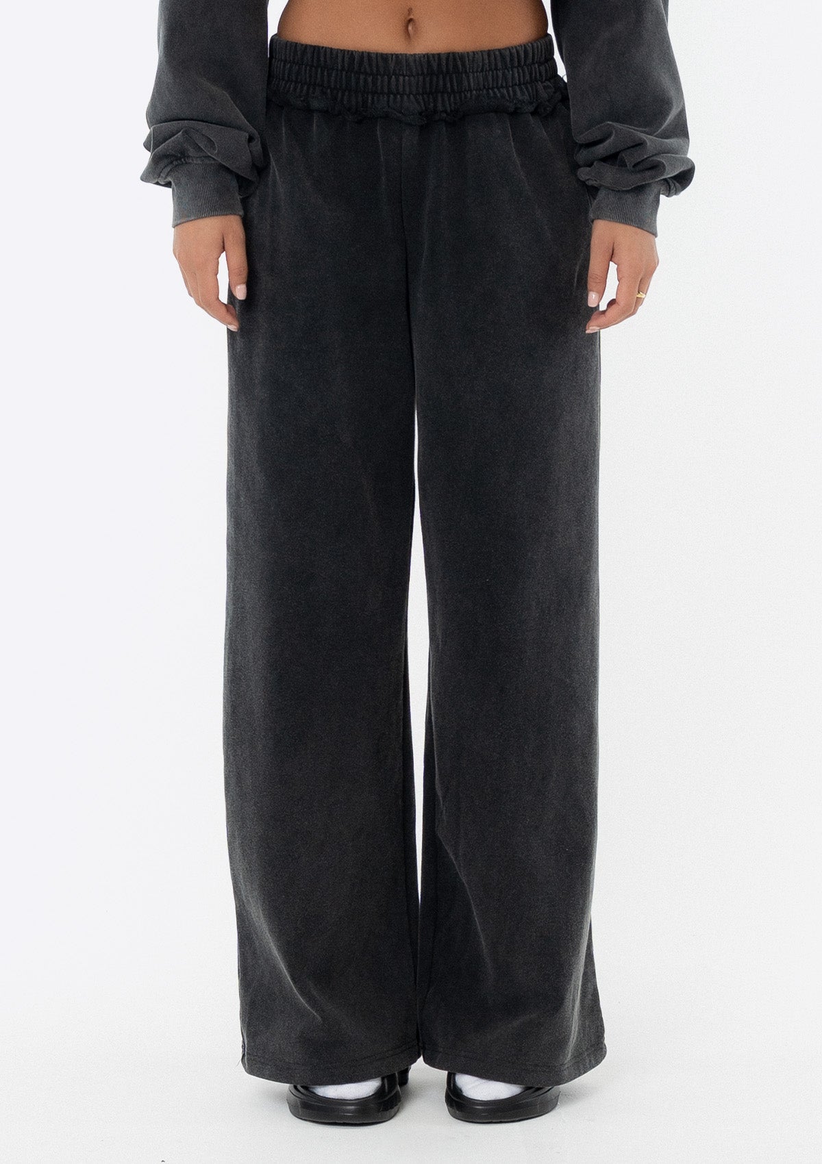 Blake Distressed Track Pant - Washed Black