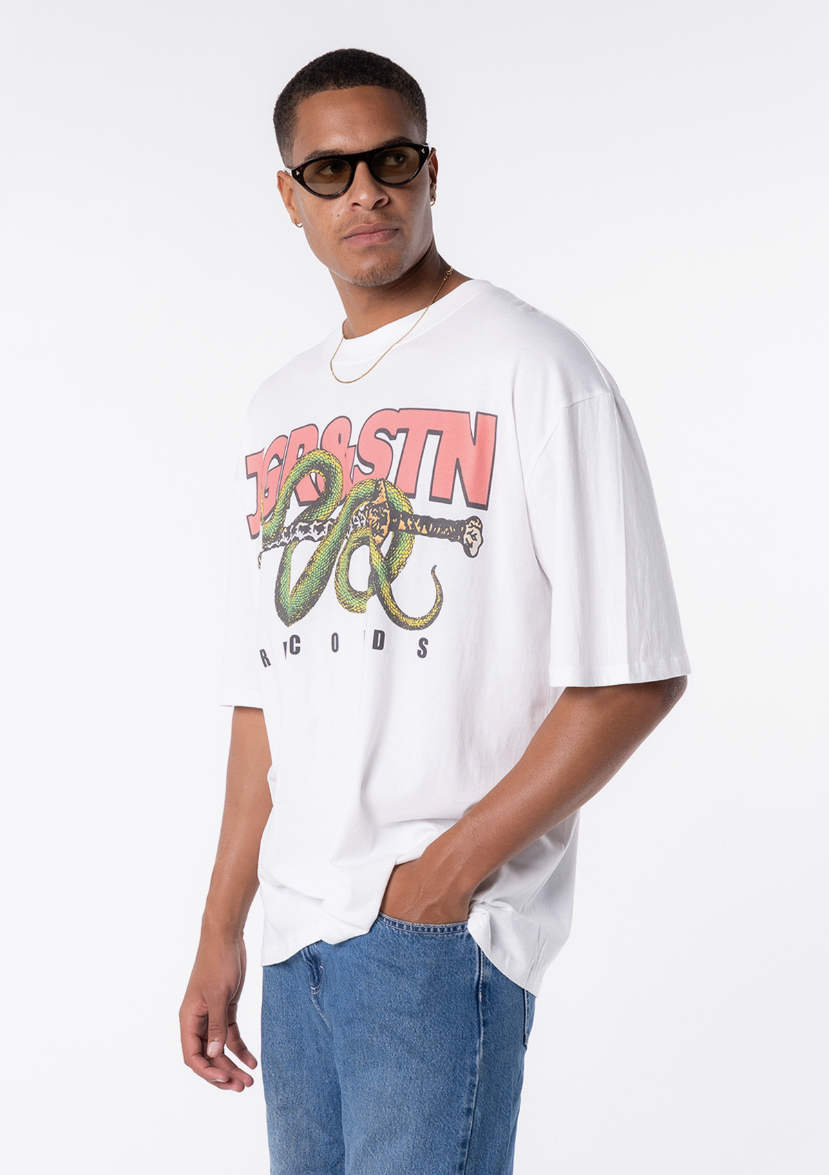 Records Oversized Tee - White
