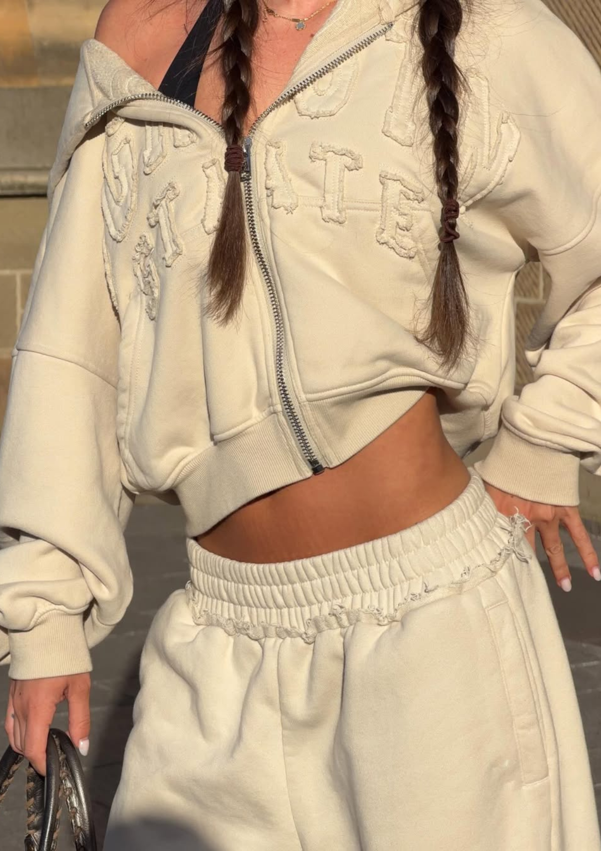 Mimi Zip Thru Hoodie - Beige