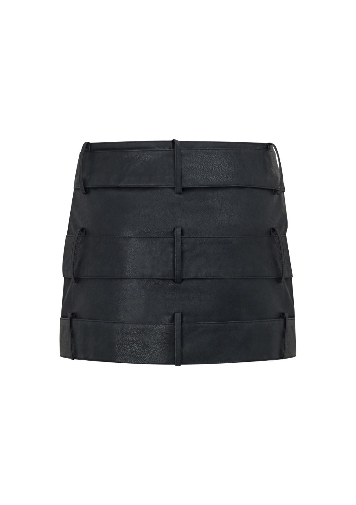 Brooklyn Corset Womens Faux Leather Mini Skirt Buckle Strap Detail