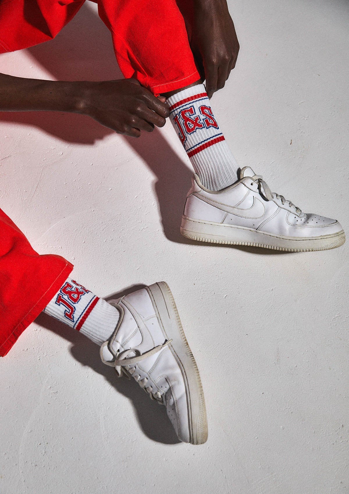 Double Play Socks - White/Red